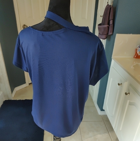 CBR Navy Blue Anchor Tee Cap Sleeves Decorative Neckline XL NEW - Picture 7 of 10